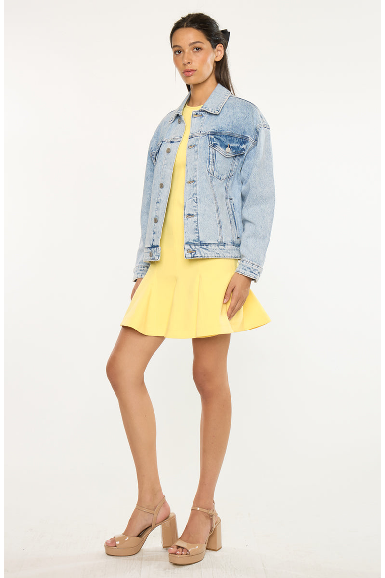 Illanie Oversized Denim Jacket, Alternate, color, Light Wash