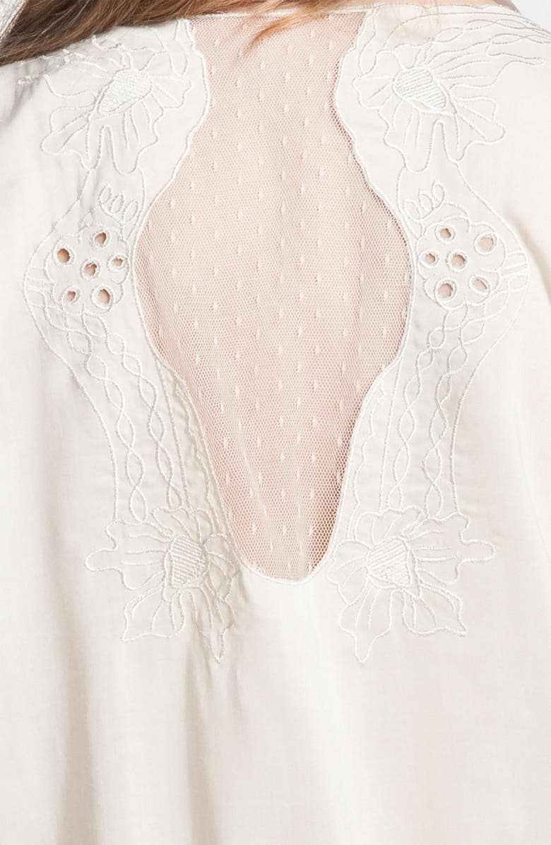 All in Favor Tie Front Embroidered Cutout Top, Alternate, color,