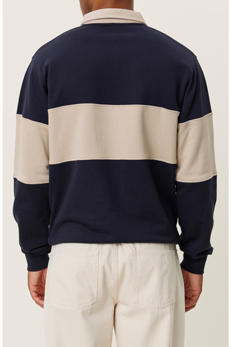 Cory Quarter Zip Rugby Shirt, Alternate, color, DARK NAVY/LIGHT DESERT SAND