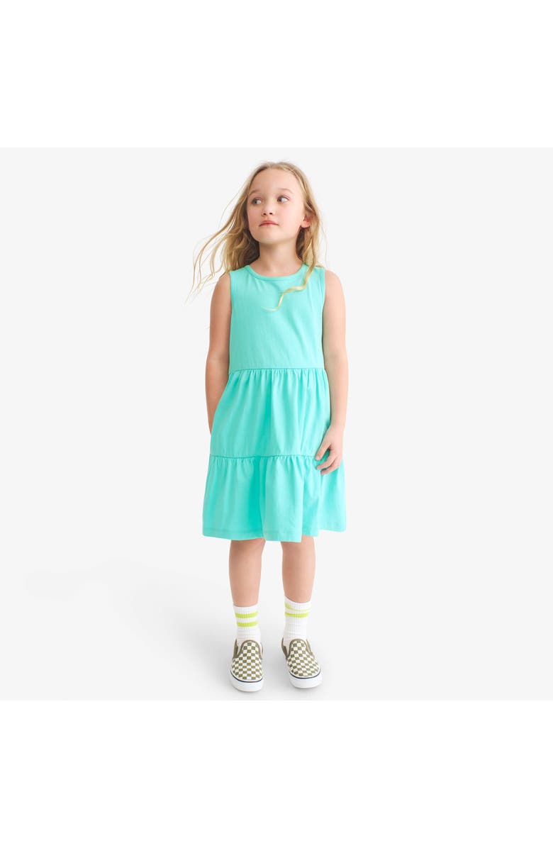 Primary Kids Tiered Tank Dress In Solids, Alternate, color, Seahorse