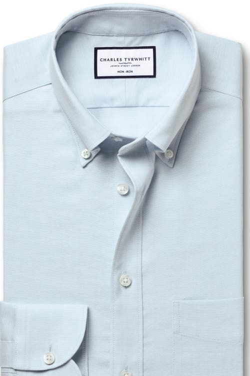 Charles Tyrwhitt Non-iron Stretch Oxford Shirt In Blue