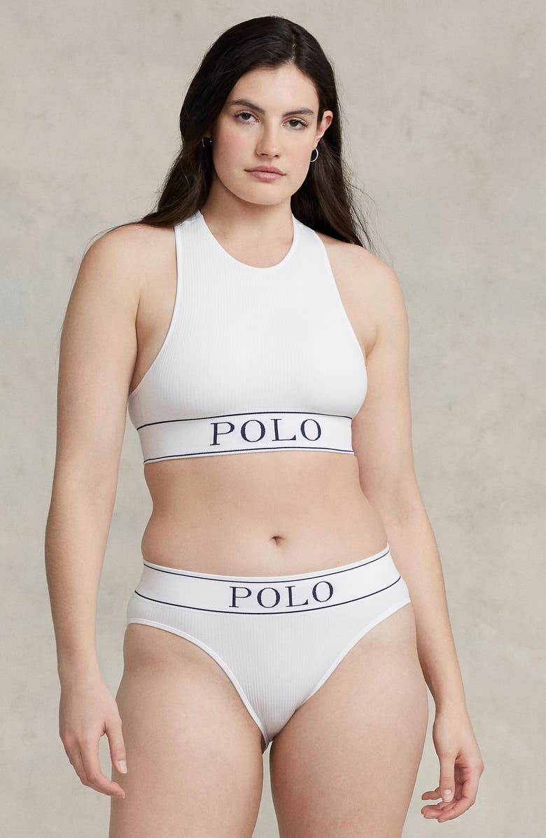 Polo Ralph Lauren Ribbed High Neck Bralette, Alternate, color,
