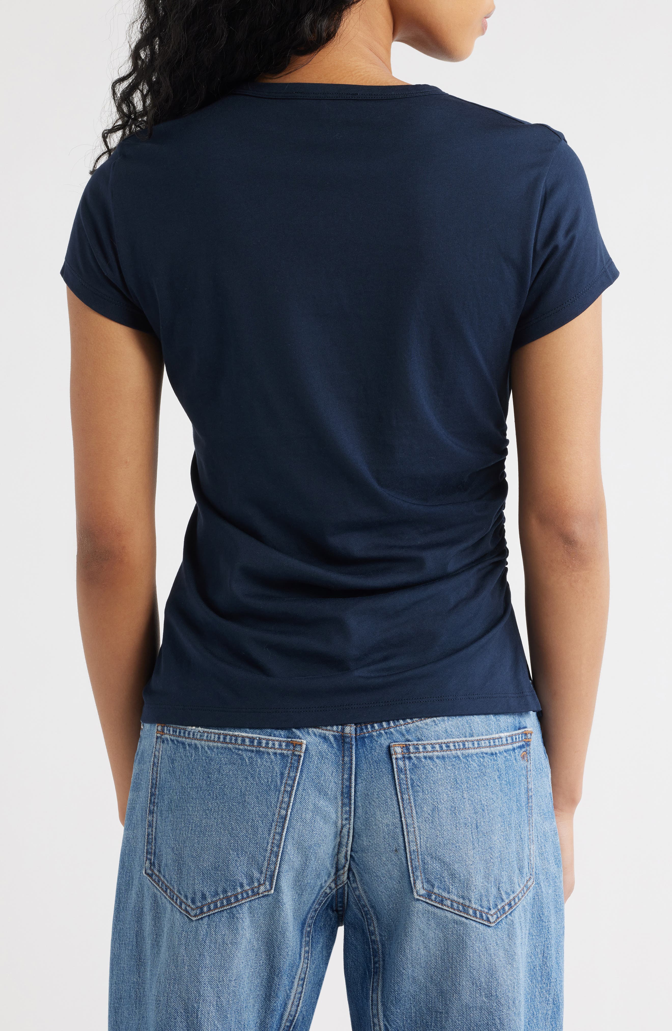 Asymmetric Ruched Jersey T-Shirt - image 4