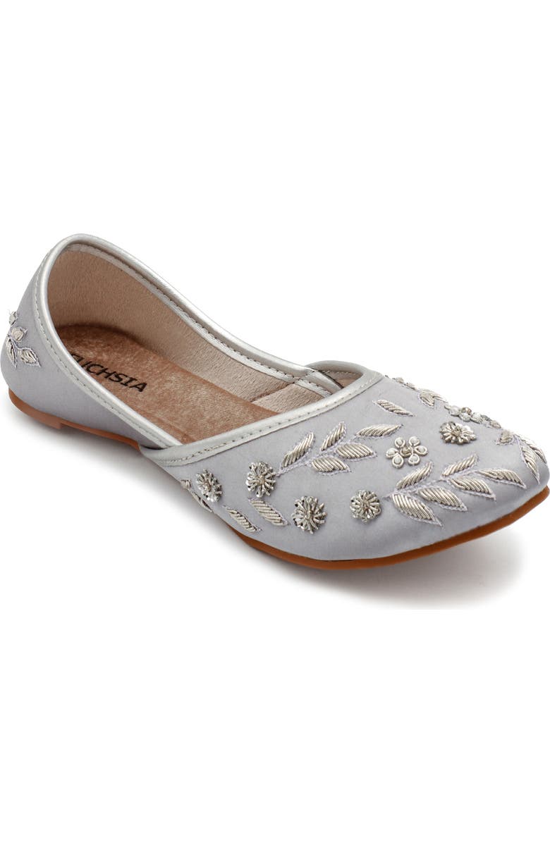 FUCHSIA Amira Silver Embroidery Flat, Main, color, Silver
