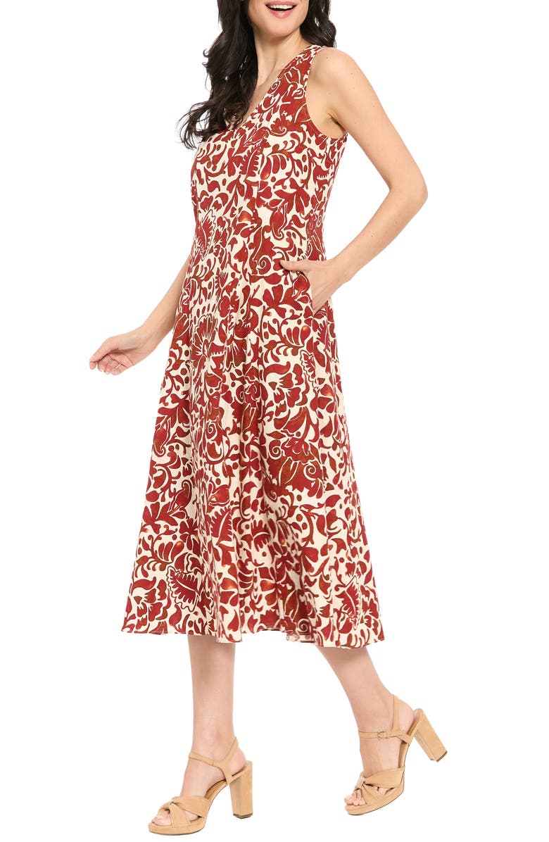 London Times A-Line Godet Dress, Alternate, color, Whisper White/ Picante