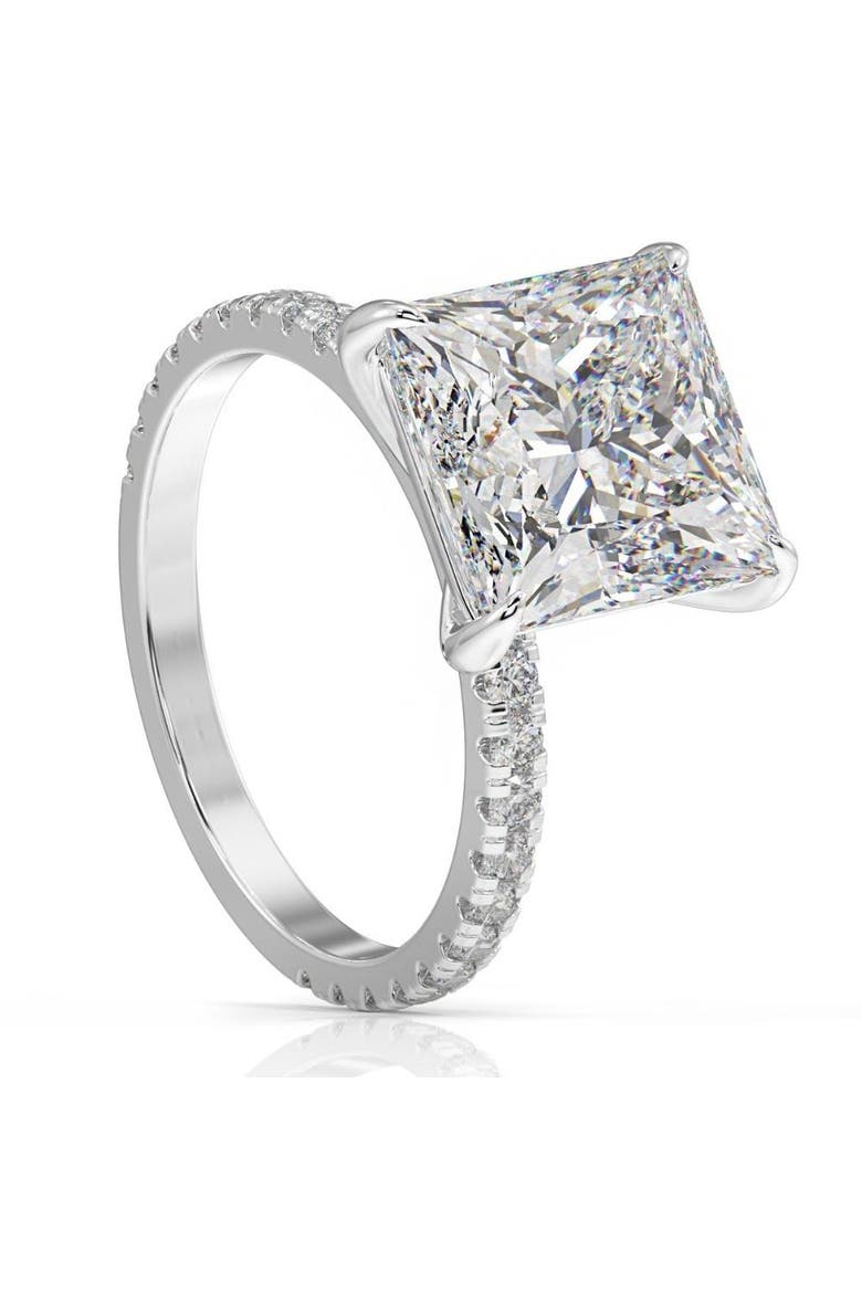 4 1/2 Ct Princess Cut Diamond Engagement Ring Lab Grown in or Gold, Alternate, color, 14k White Gold