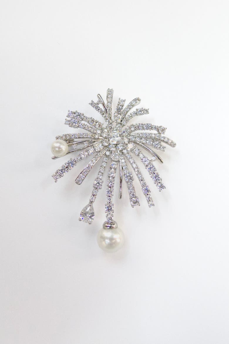 Pavé Firework Multi Way Brooch Pendant, Alternate, color, Silver
