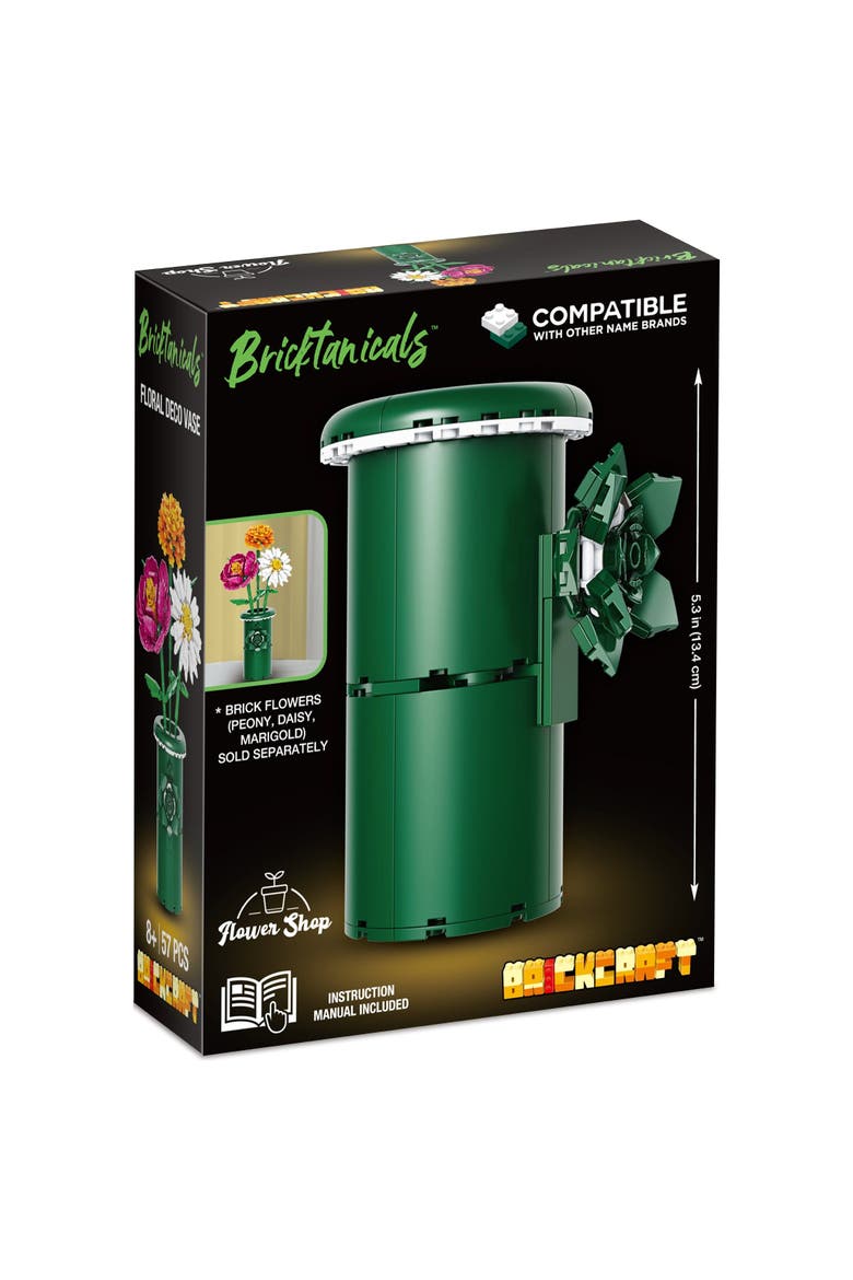 Bricktanicals Floral Deco Vase Building Set, Alternate, color, Green