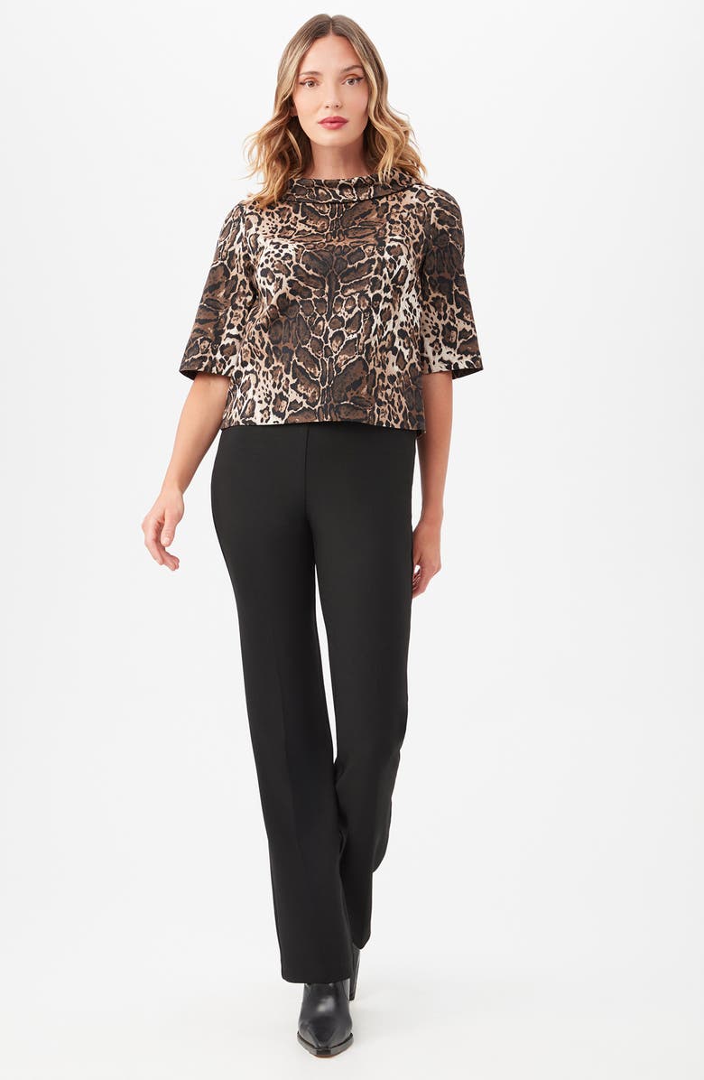Trina Turk Kaillee Leopard Print Jacquard Top, Alternate, color, Brown Leopard Print