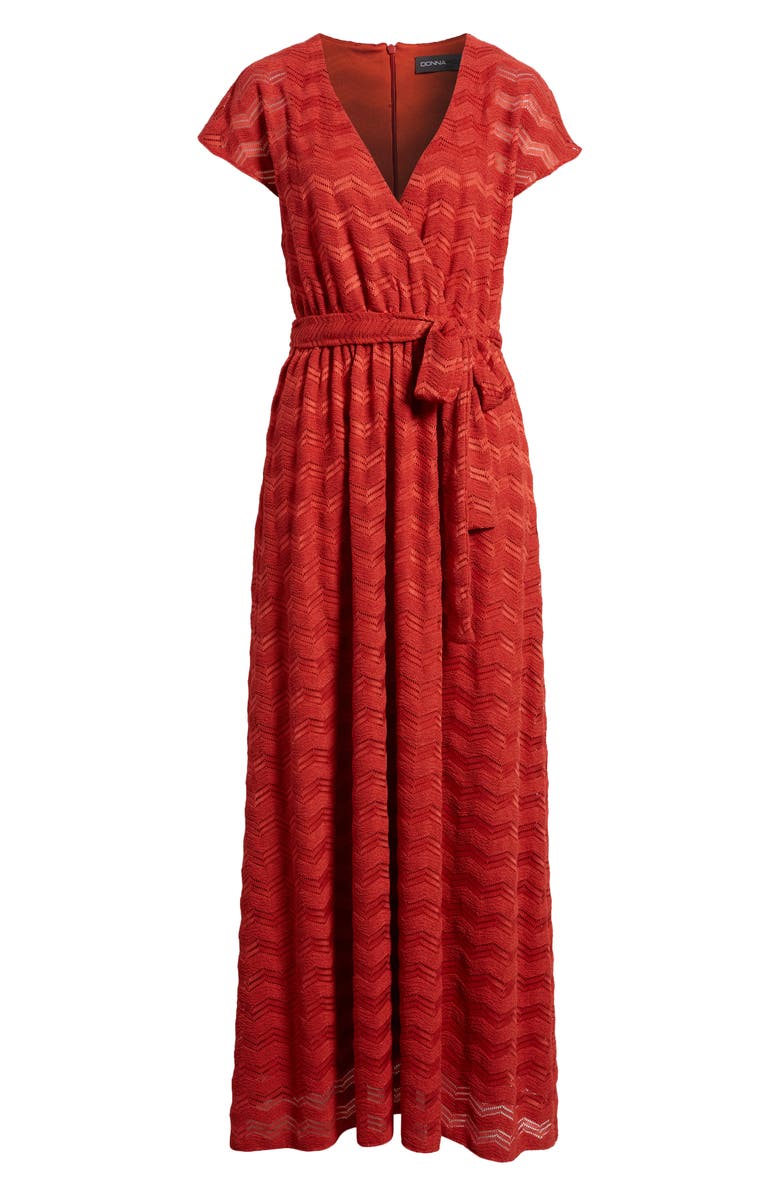 Donna Ricco Wrap Front Tie Waist Maxi Dress, Alternate, color, 