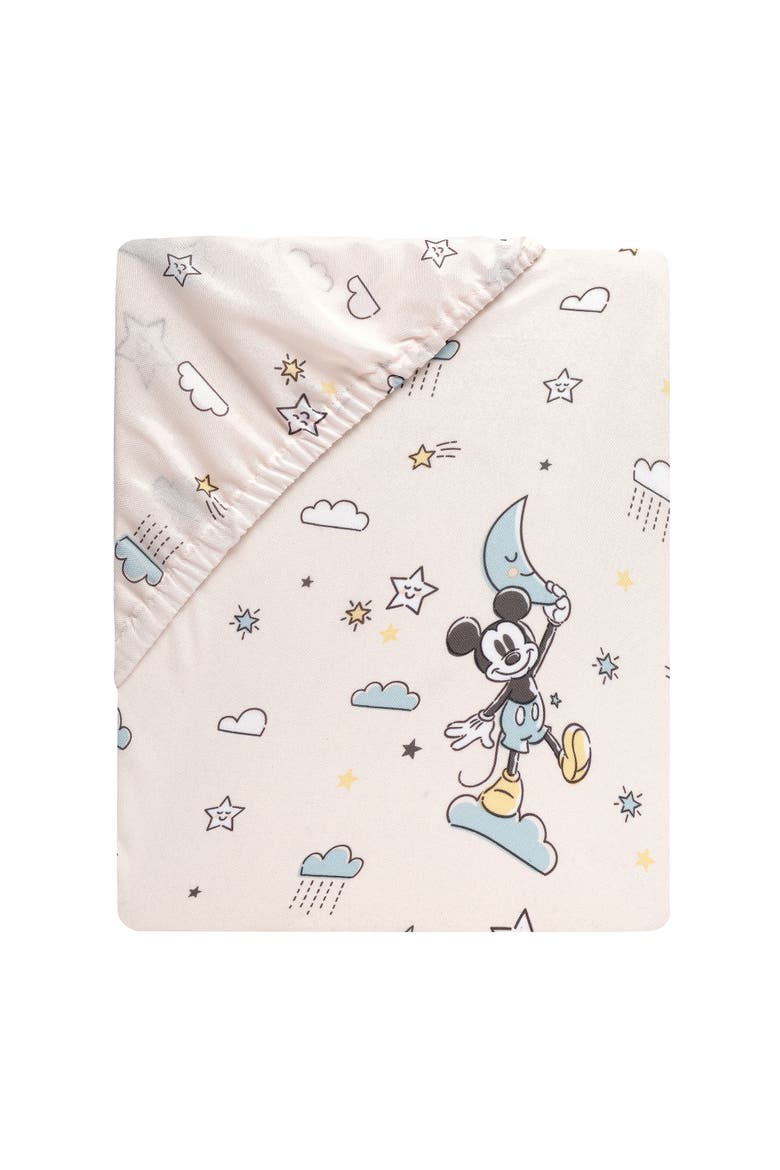 Disney Baby Moonlight Mickey Mouse Fitted Crib Sheet, Alternate, color, White