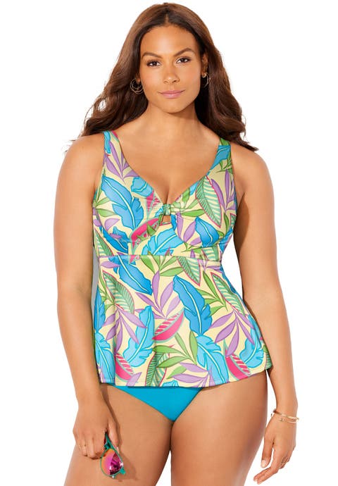 Knot Front V-Neck Underwire Tankini Top (Plus Available)