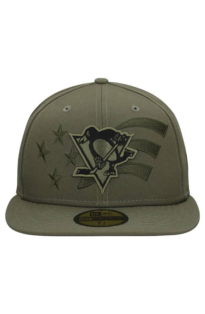 New Era Men's New Era  Olive Pittsburgh Penguins Military Appreciation Flag 59FIFTY Fitted Hat, Alternate, color, Olive