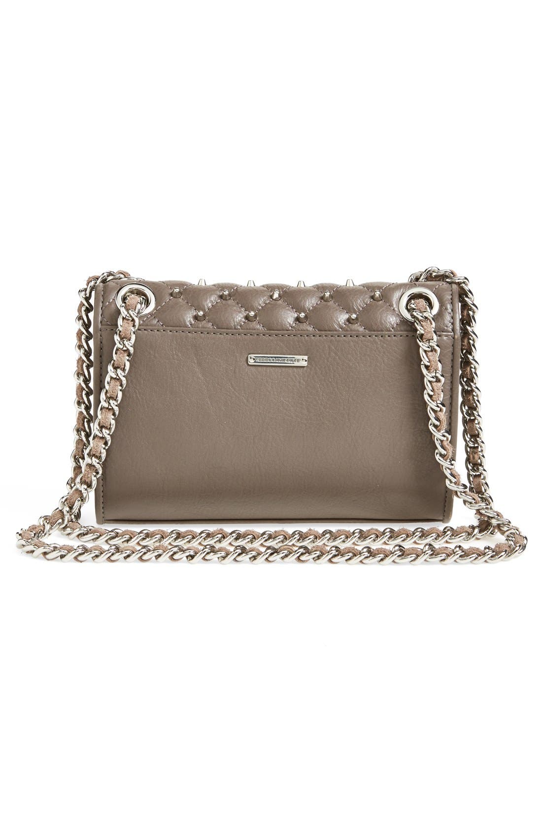 'Mini Quilted Affair with Studs' Shoulder Bag, Alternate, color, GREY SLEET