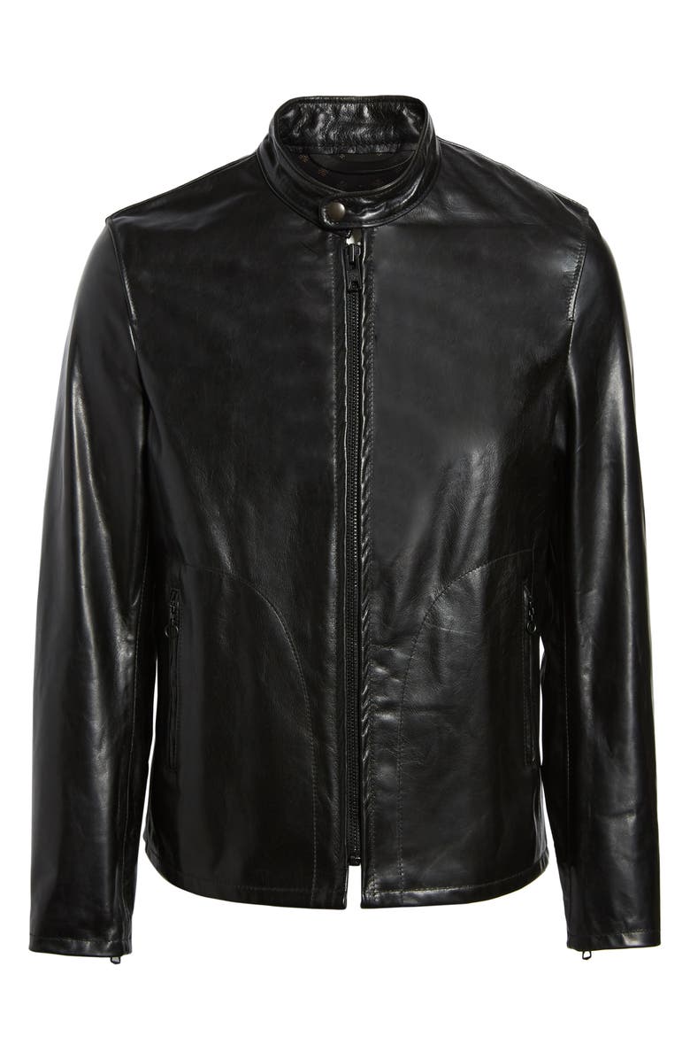 Schott NYC Café Racer Unlined Cowhide Leather Jacket, Alternate, color, Black