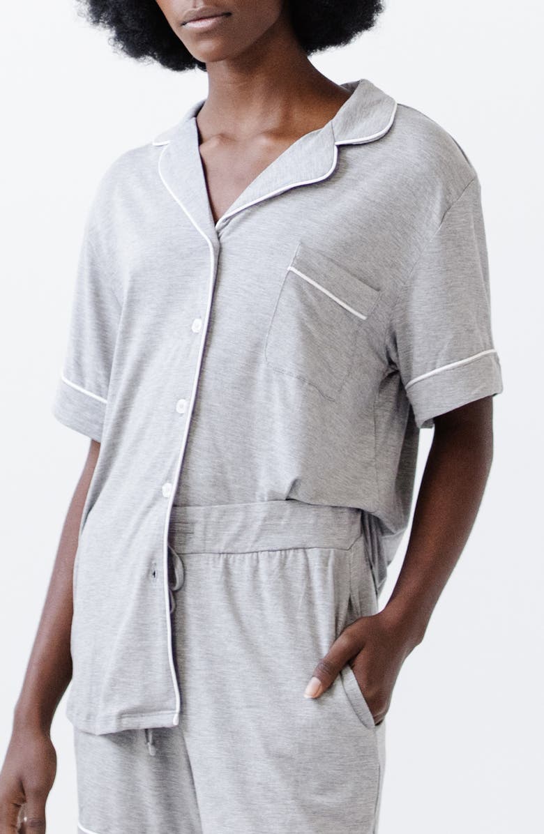 Cozy Earth Short Sleeve Knit Pajamas, Alternate, color, Grey