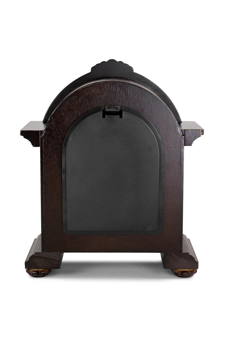 Chocolate Wood Mantel Clock with Chimes, Alternate, color, Chocolate