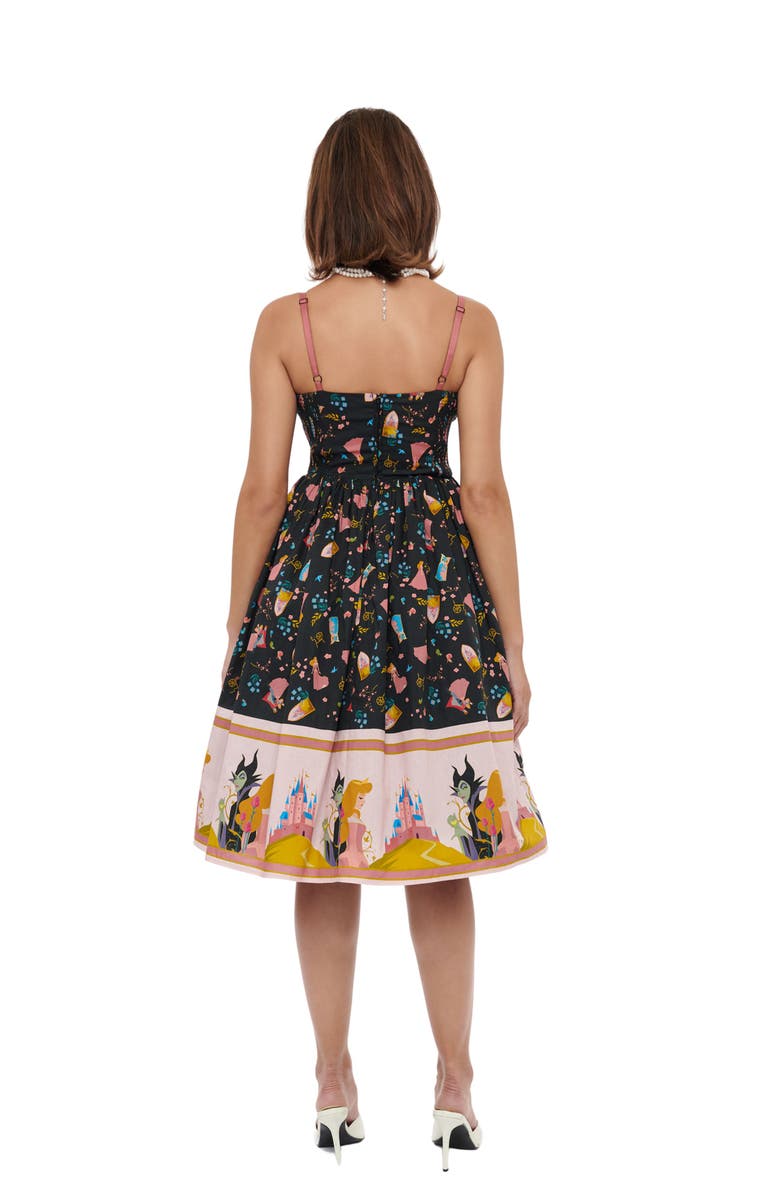 Unique Vintage 1950s Sleeveless Swing Dress, Alternate, color, Black/Light Pink