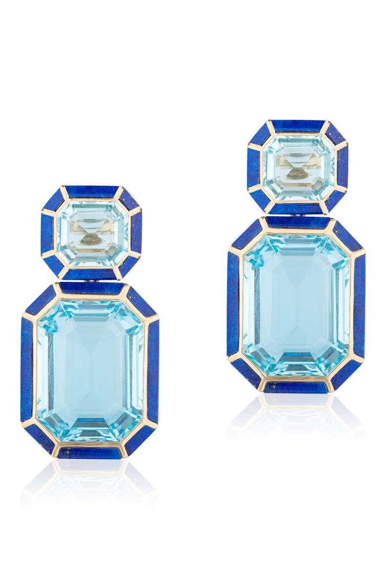 Mélange Emerald-Cut Drop Earrings, Main, color, PALE BLUE