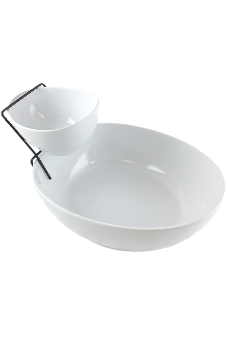 Gracious Dining 2 Tier Chip and Dip Server Set, Main, color, White