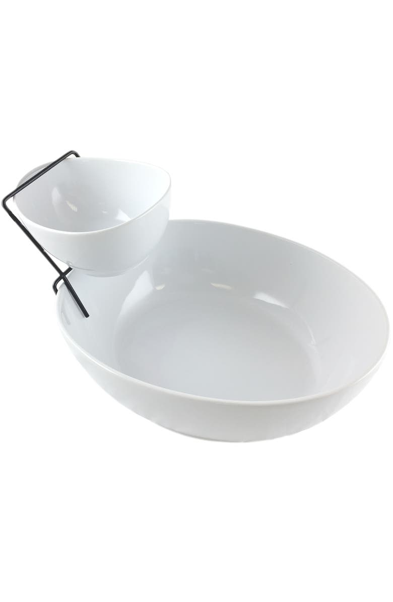 Gibson Gracious Dining 2 Tier Chip and Dip Server Set, Main, color, White