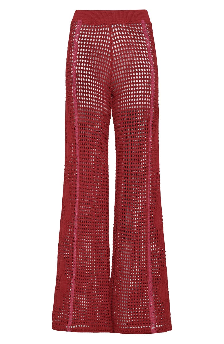 Maaji Flame Coral Novelle Crochet Cover-Up Pants, Alternate, color, Bright Red
