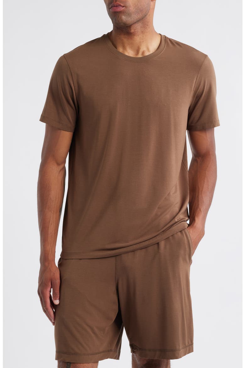 Stretch Modal & Silk Blend Pajama T-Shirt, Main, color, CHESTNUT