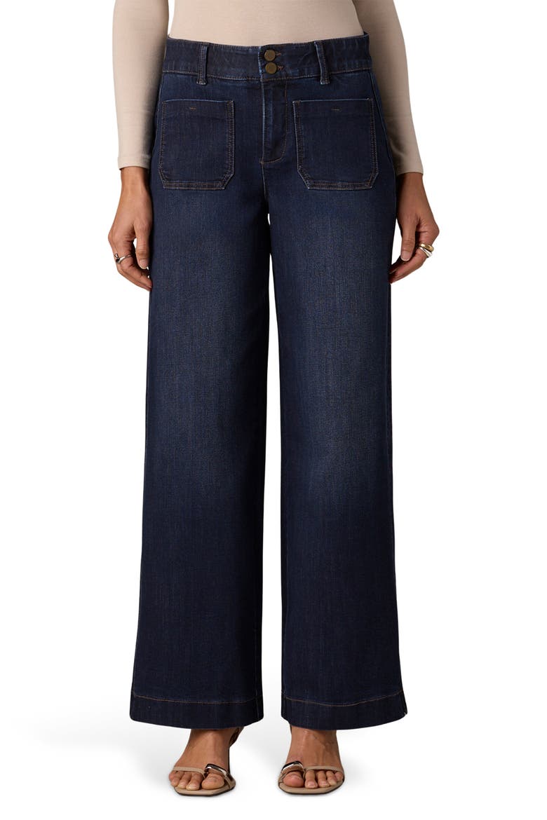 Emma Patch Pocket High Waist Wide Leg Jeans, Main, color, INDIGO