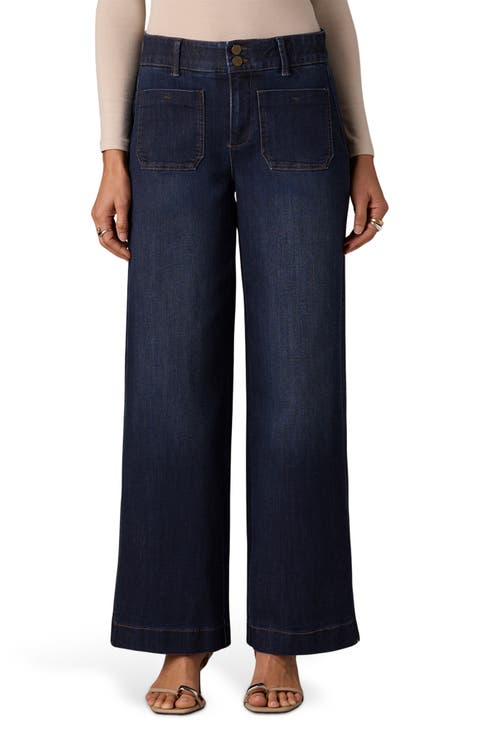 Wit & Wisdom Emma Patch Pocket High Waist Wide Leg Jeans (Regular & Petite)