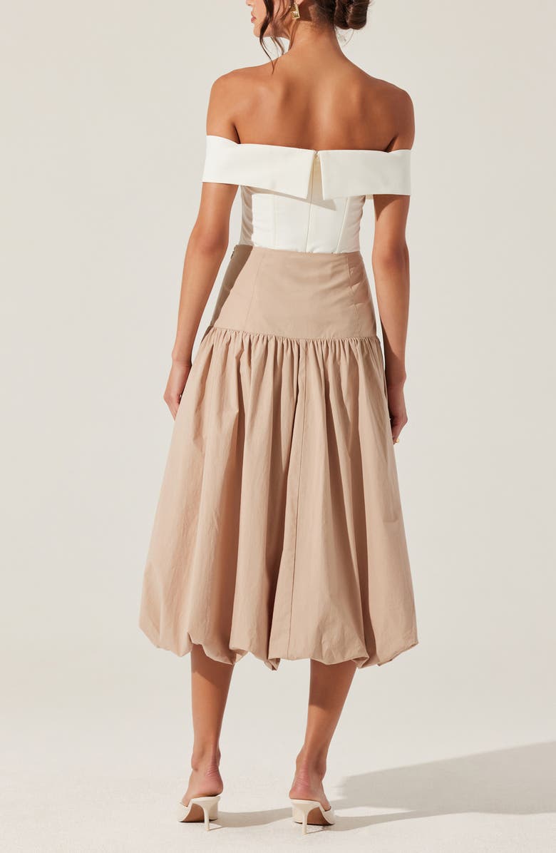 ASTR the Label Laryn Bubble Hem Cotton Midi Skirt, Alternate, color, 