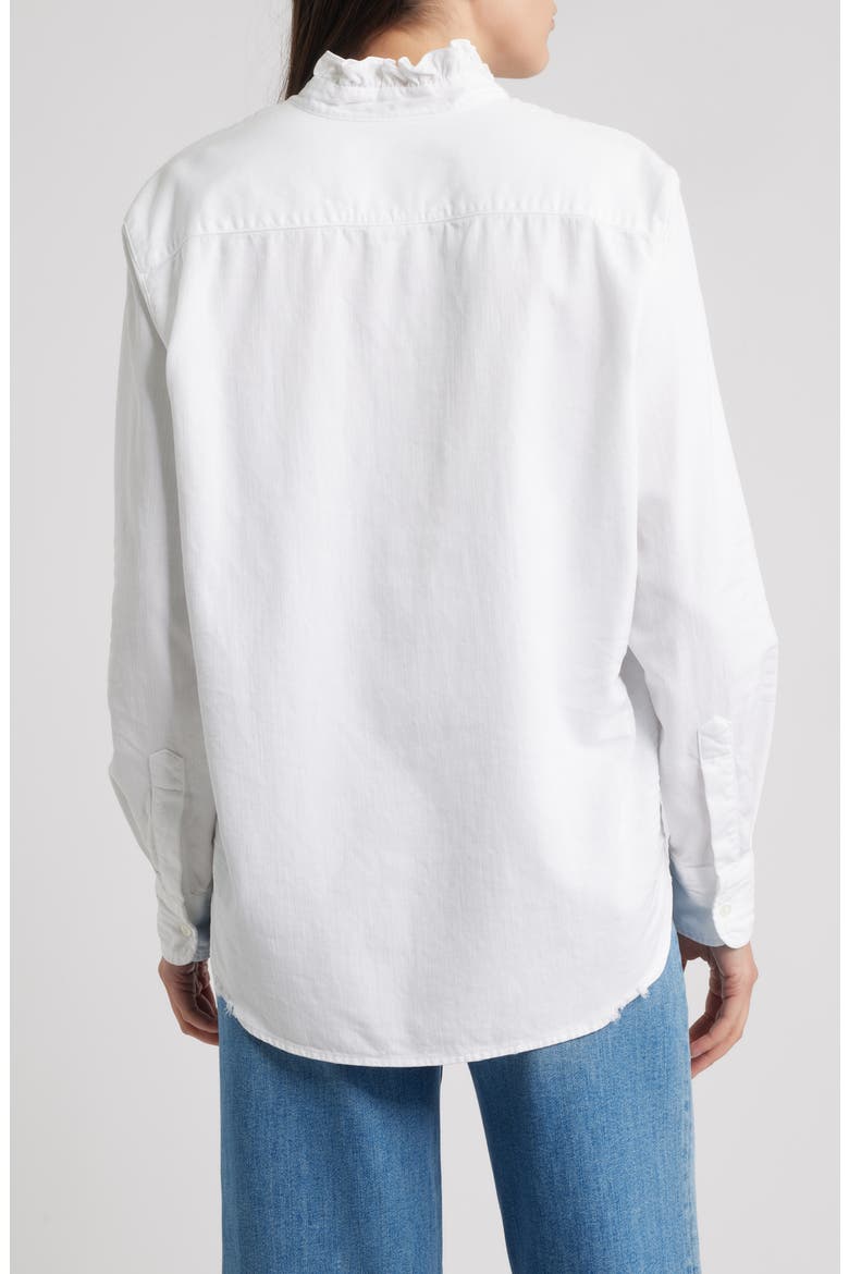 Ruffle Collar Relaxed Button Up Shirt, Alternate, color, WHITE