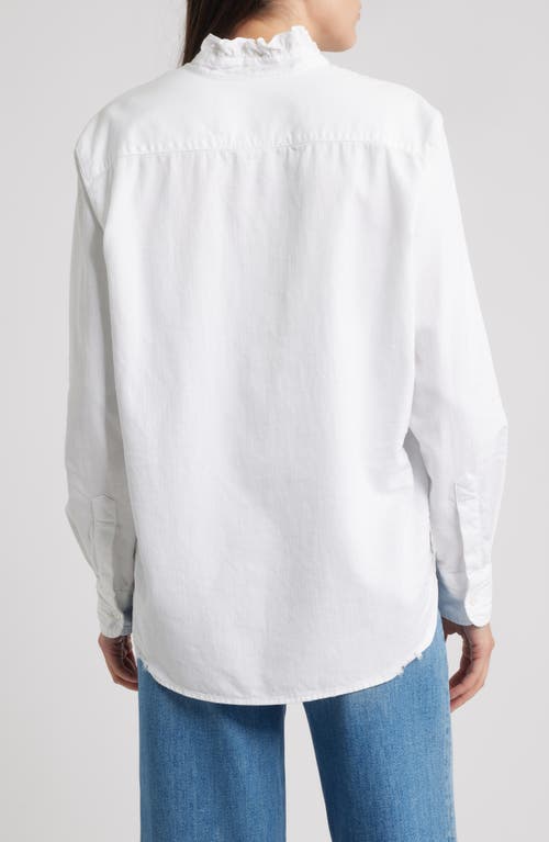 Frank & Eileen Ruffle Collar Relaxed Fit Cotton Button-up Shirt In White