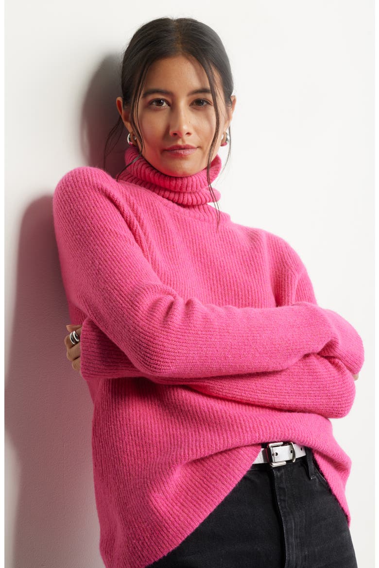 Rib Turtleneck Sweater, Main, color, PINK ELECTRIC HEATHER
