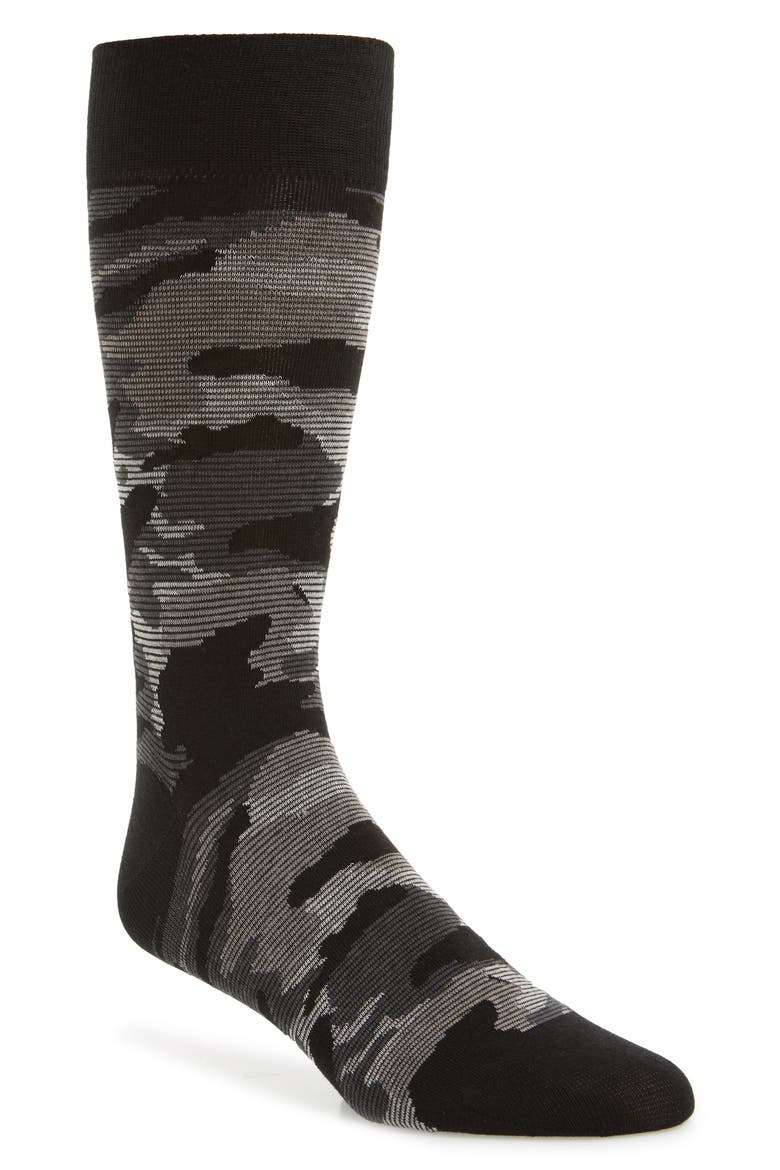 Modern Camo Socks, Main, color, BLACK