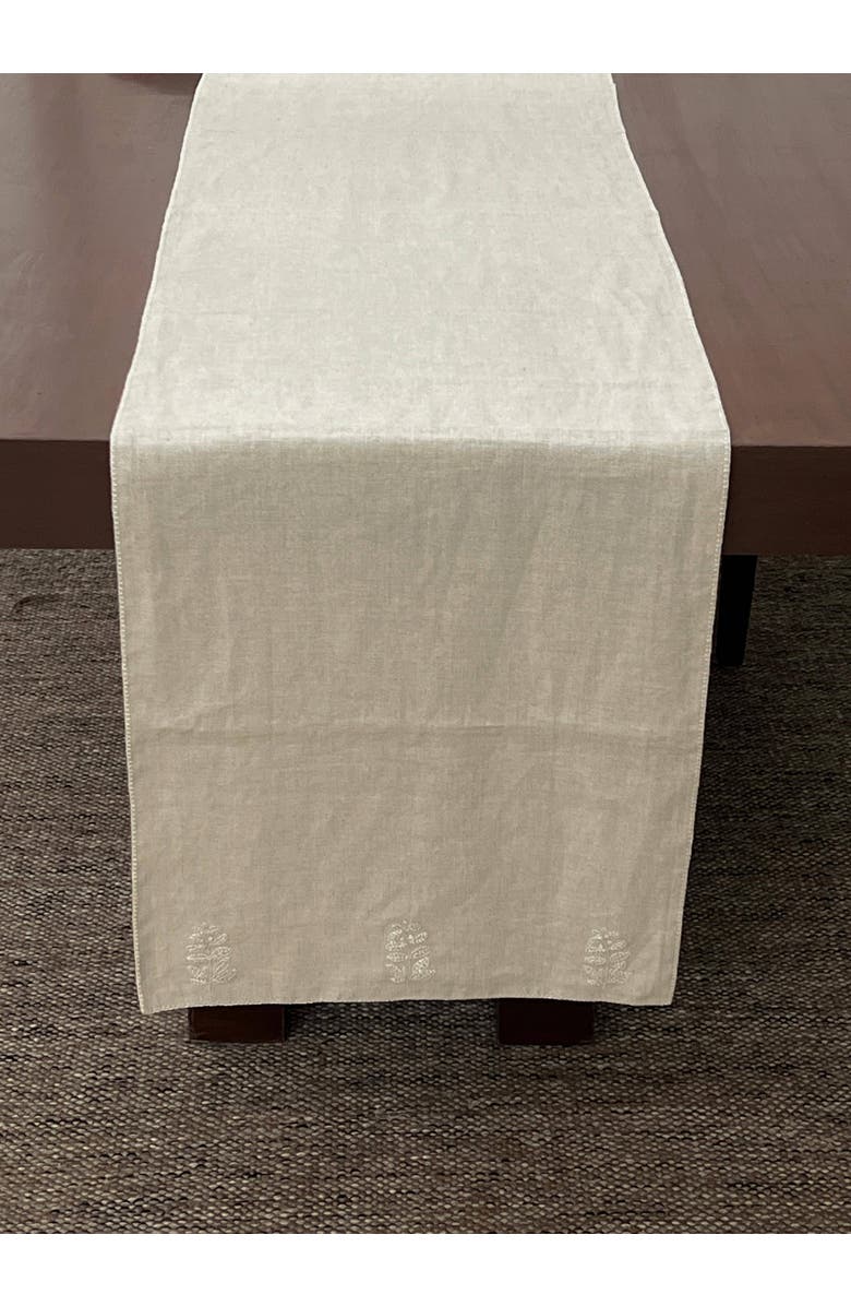 Nimmit Linen Hand Embroidered Runner, Main, color, Natural