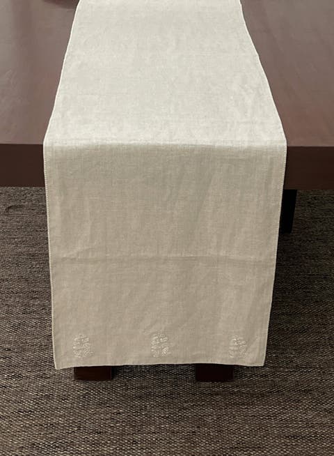 Linen Hand Embroidered Runner