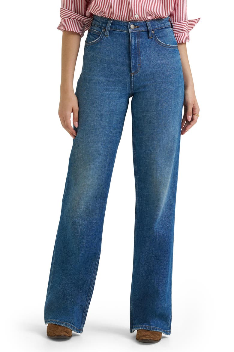 Retro High Waist A-Line Wide Leg Jeans, Main, color, BLUE BIZARRO