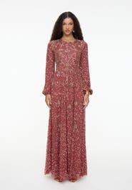 MARYISA Modest Embellished Sequins A-Line Dress