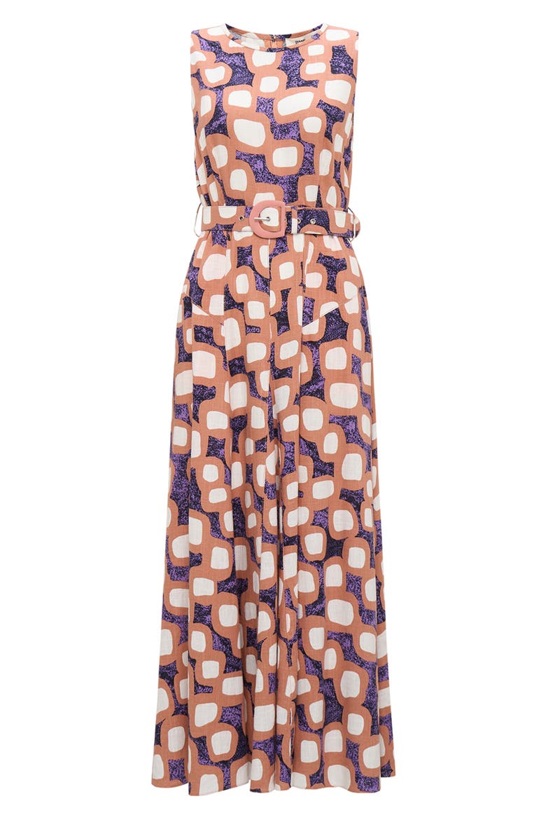 Elliott Abstract Print Sleeveless Midi Dress, Alternate, color, DECO GEO MED