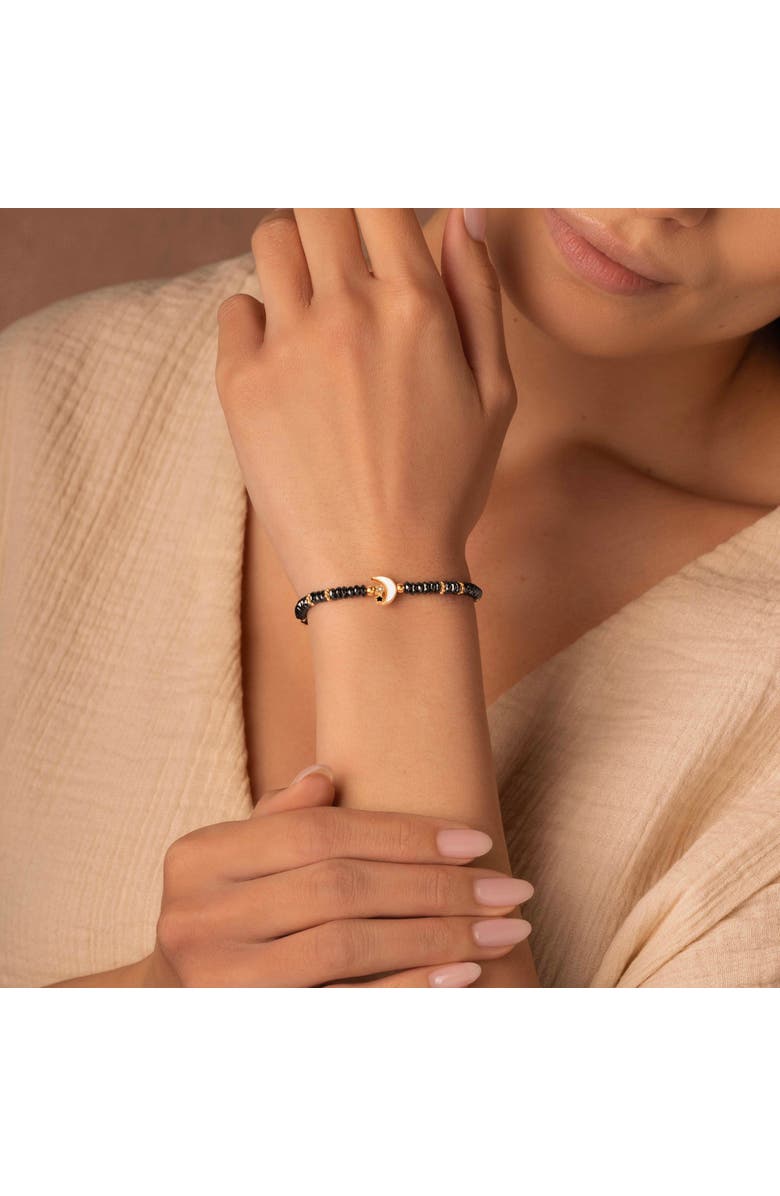 Karma and Luck Lunar Sanctuary - Moon & Star Hematite Bracelet, Alternate, color, Grey/White