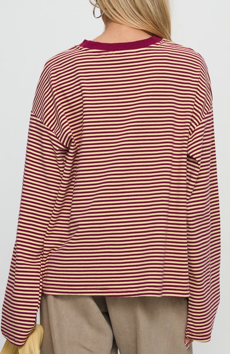 Princess Polly Settle Down Stripe Oversize T-Shirt, Alternate, color, Burgundy