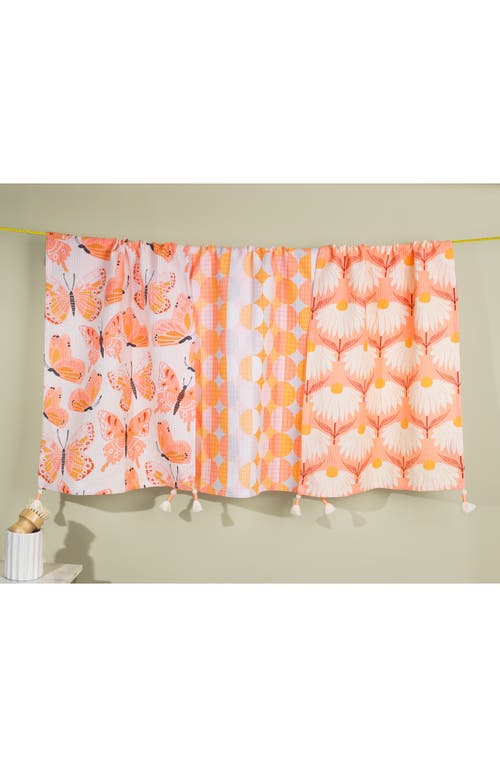 Tiramisu Marigold Flutter Kitchen Towel Set In Orange