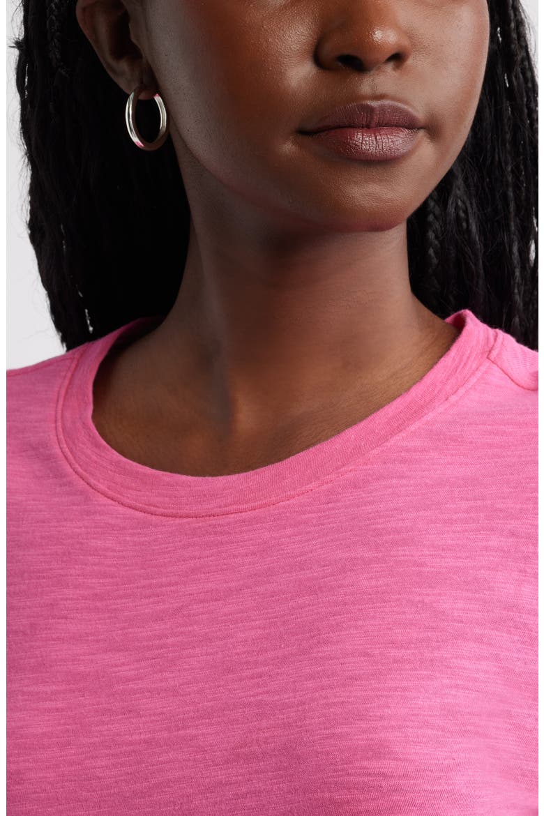 Cotton Blend Crewneck T-Shirt, Alternate, color, PINK SHOCK