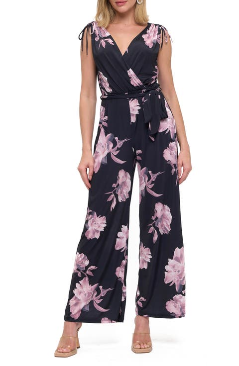 Croc Embossed Tie Waist Wide Leg Jumpsuit