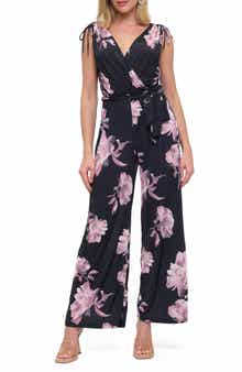Croc Embossed Tie Waist Wide Leg Jumpsuit