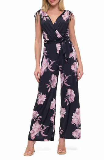 Croc Embossed Tie Waist Wide Leg Jumpsuit