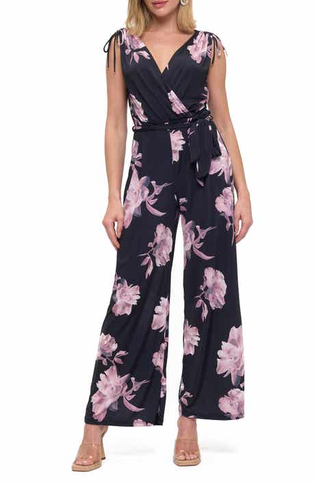 Croc Embossed Tie Waist Wide Leg Jumpsuit