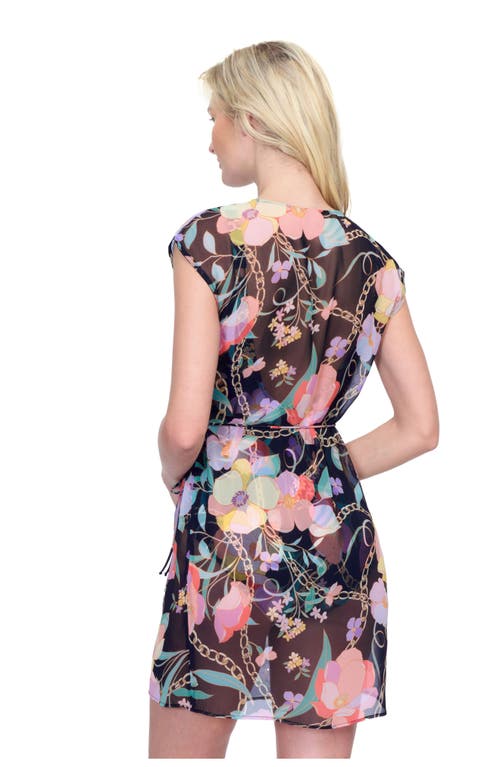 GOTTEX GOTTEX MEMORIES OF CAPRI SHORT SURPLICE WRAP DRESS WITH TIE 