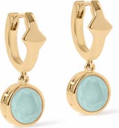 Astley Clarke Gold Luna Aqua Quartzite Huggie Earrings