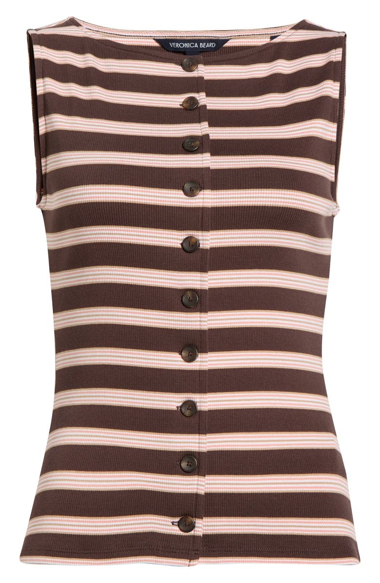 Veronica Beard Uma Stripe Vest, Main, color, Brown Stripe
